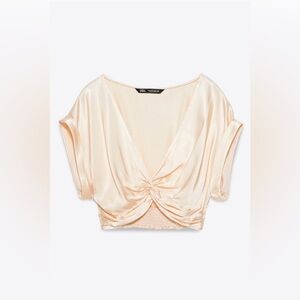 Zara cream silk crop top